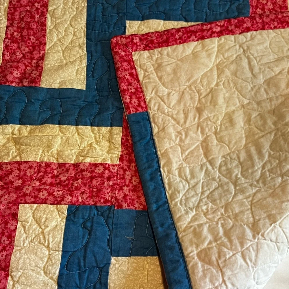 Beautiful handmade quilt-blue, pink, white